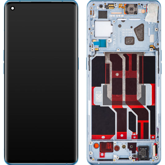 Display cu Touchscreen Oppo Reno6 Pro 5G (Snapdragon) / Reno6 Pro+ 5G, cu Rama, Albastru (Arctic Sky), Service Pack 4907527