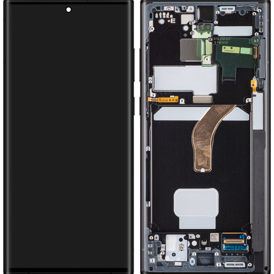 Display cu Touchscreen Samsung Galaxy S22 Ultra 5G S908, cu Rama, Albastru (Sky Blue), Service Pack GH82-27488E