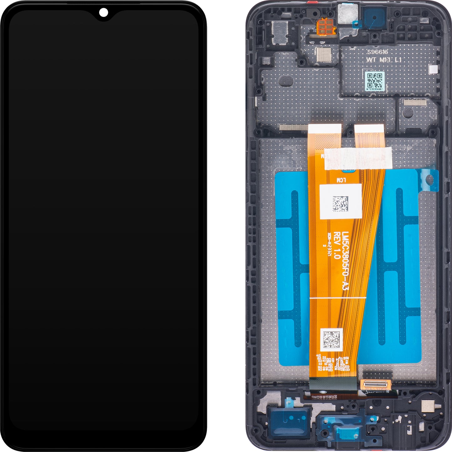 Wyświetlacz dotykowy Samsung Galaxy A04 A045, z ramką, czarny, Service Pack GH81-22731A 