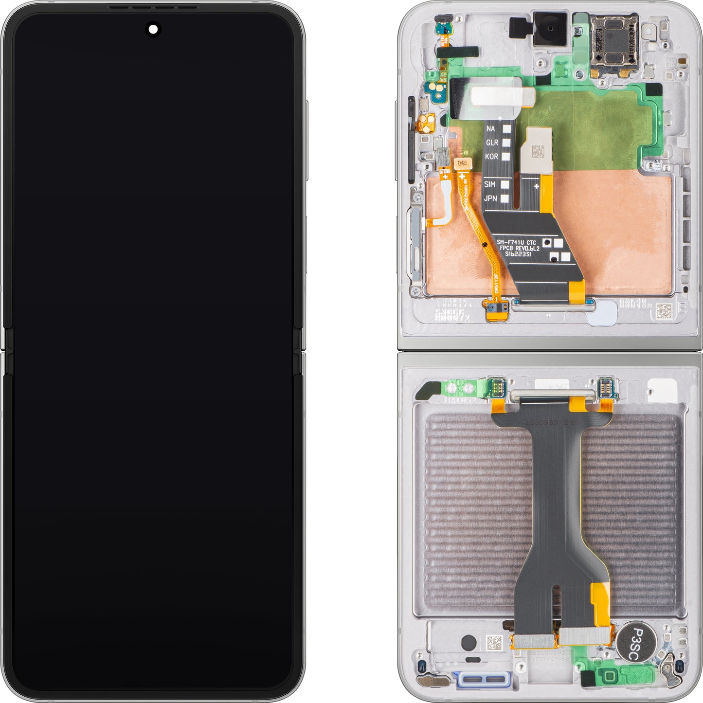 Display cu Touchscreen Samsung Galaxy Z Flip6 F741, cu Rama, Sub Inner, Argintiu (Silver Shadow), Service Pack GH82-35013A