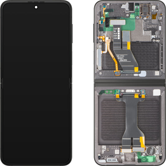Display cu Touchscreen Samsung Galaxy Z Flip5 F731, cu Rama, Sub Inner, Gri, Service Pack GH82-31827E