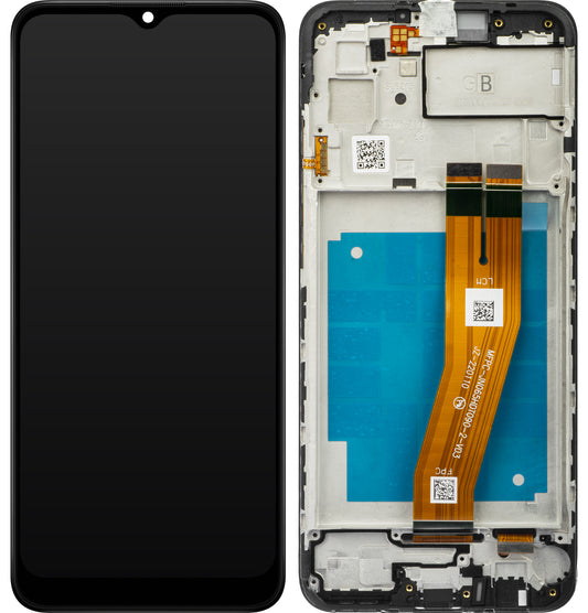 Wyświetlacz dotykowy Samsung Galaxy A03 A035, z ramką, wersja F, czarny, Service Pack GH81-21625A