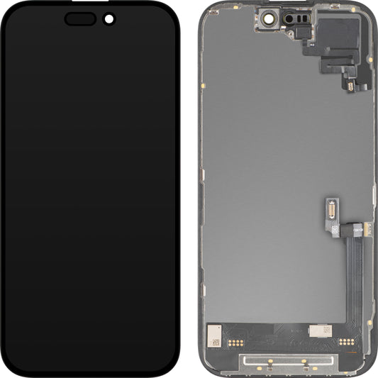 Display cu Touchscreen si Senzor Proximitate MP compatibil cu Apple iPhone 16, cu Rama, Versiune Soft OLED FHD Diagnostic, Negru