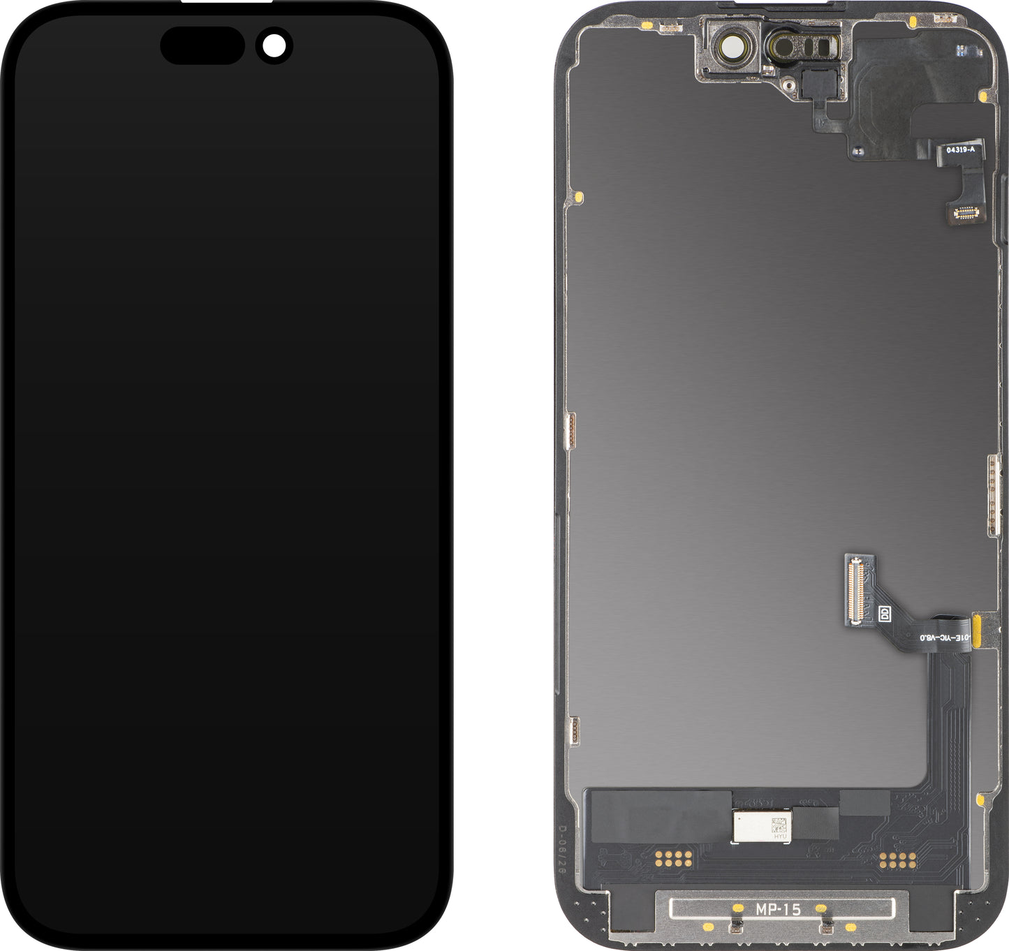Display cu Touchscreen si Senzor Proximitate MP compatibil cu Apple iPhone 15, cu Rama, Versiune Soft OLED FHD Diagnostic, Negru