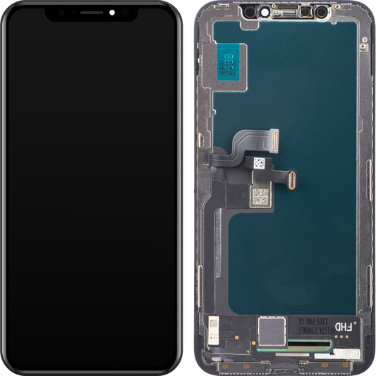 Display cu Touchscreen ZY pentru Apple iPhone X, cu Rama, Versiune LCD In-Cell, Negru