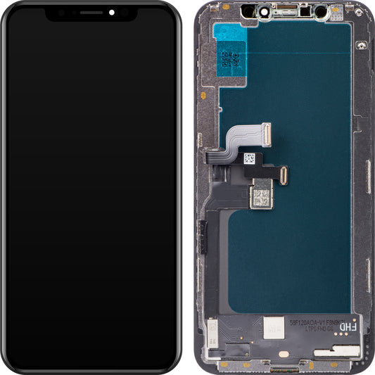 Display cu Touchscreen ZY pentru Apple iPhone XS, cu Rama, Versiune LCD In-Cell, Negru