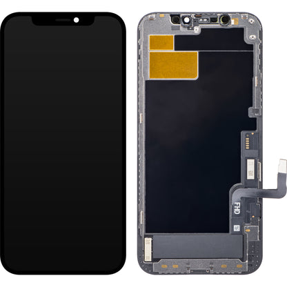 Display cu Touchscreen ZY pentru Apple iPhone 12 / 12 Pro, cu Rama, Versiune LCD In-Cell IC Movable, Negru