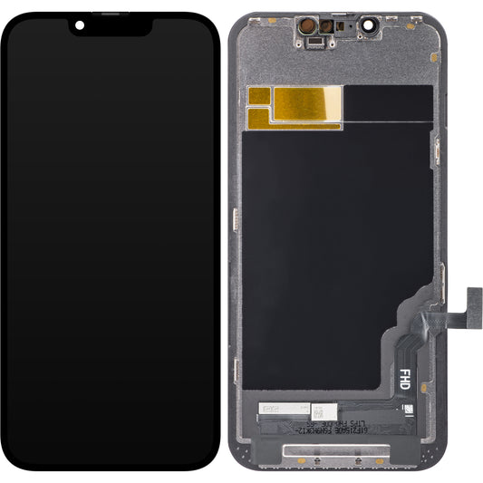 Display cu Touchscreen ZY pentru Apple iPhone 13, cu Rama, Versiune LCD In-Cell IC Movable, Negru