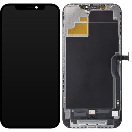 Display cu Touchscreen ZY pentru Apple iPhone 12 Pro Max, cu Rama, Versiune LCD In-Cell IC Movable, Negru