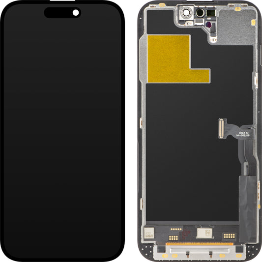 Display cu Touchscreen ZY pentru Apple iPhone 14 Pro, cu Rama, Versiune LCD In-Cell IC Movable, Negru