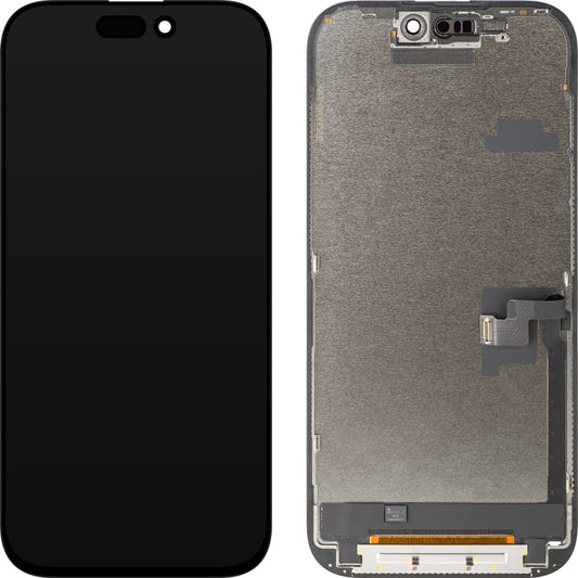 Display cu Touchscreen ZY pentru Apple iPhone 16 Pro, cu Rama, Versiune LCD In-Cell IC Movable, Negru