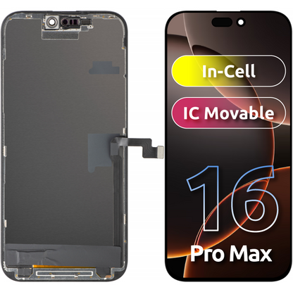 Display cu Touchscreen ZY pentru Apple iPhone 16 Pro Max, cu Rama, Versiune LCD In-Cell IC Movable, Negru