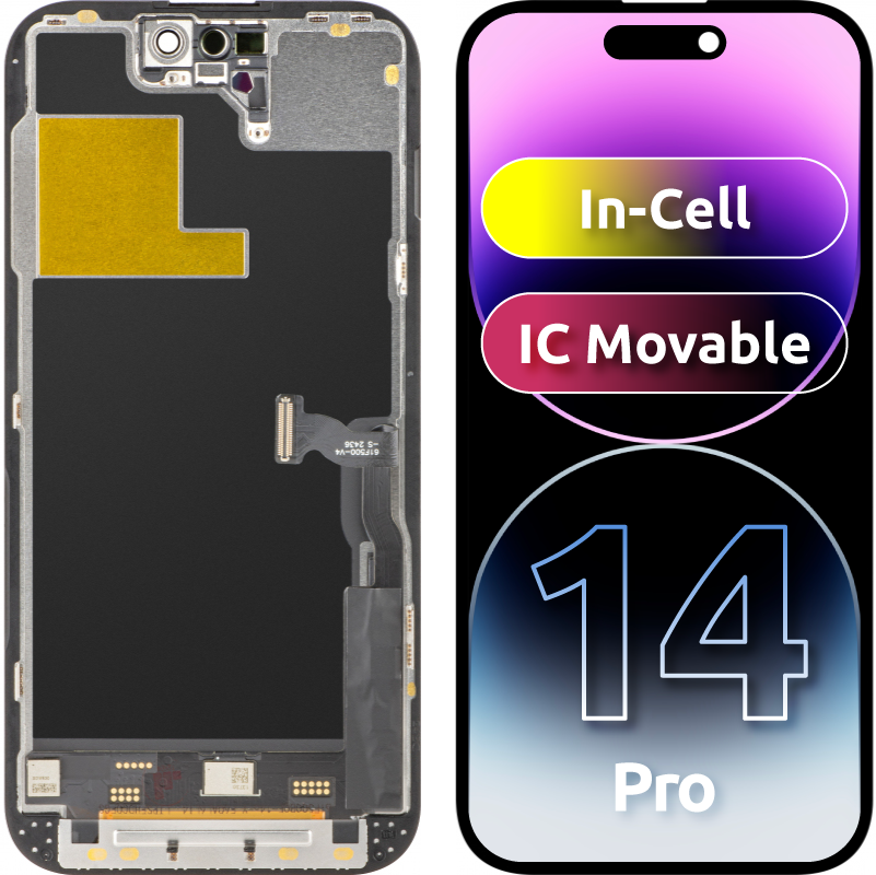 Display cu Touchscreen ZY pentru Apple iPhone 14 Pro, cu Rama, Versiune LCD In-Cell IC Movable, Negru