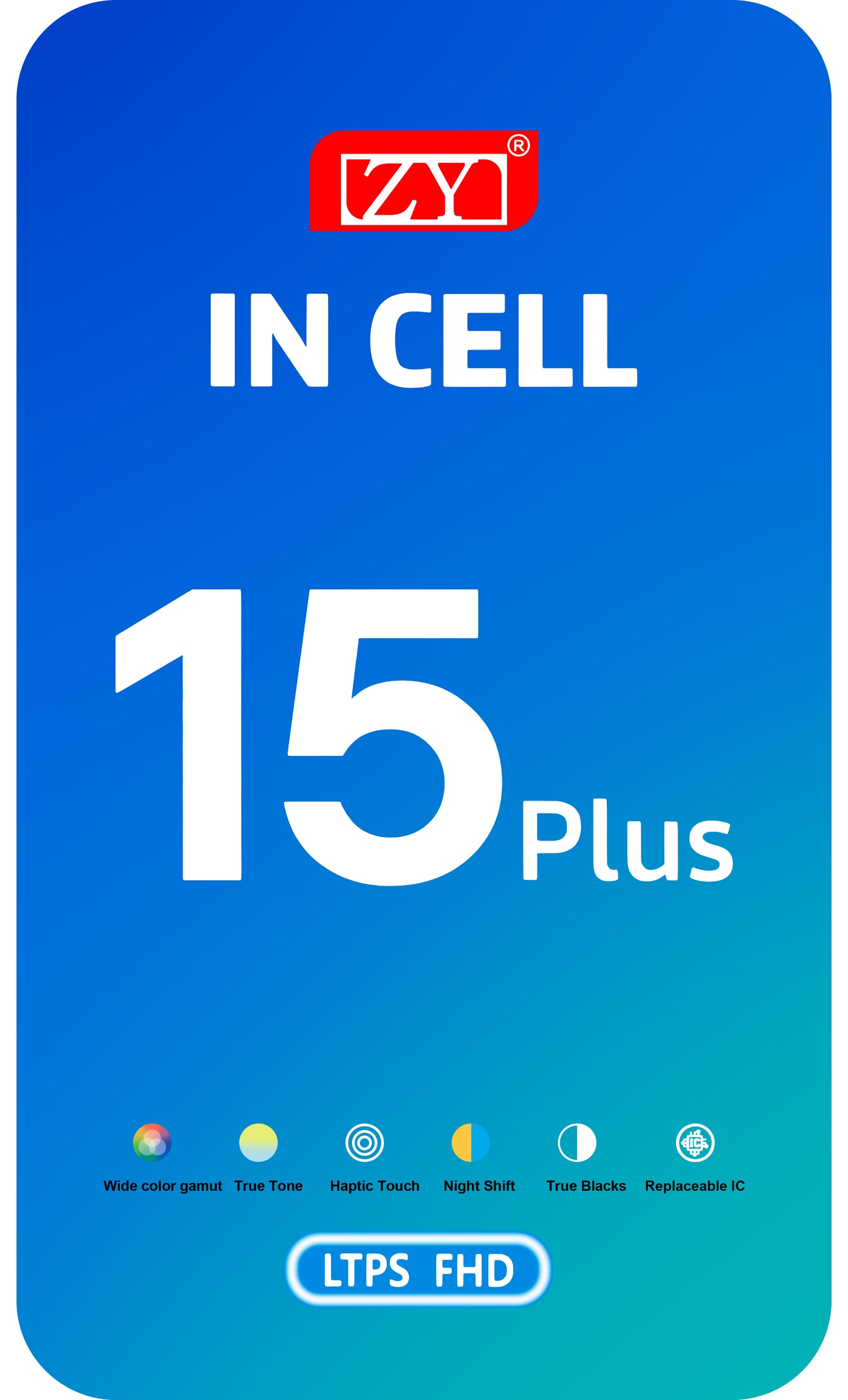 Display cu Touchscreen ZY pentru Apple iPhone 15 Plus, cu Rama, Versiune LCD In-Cell, Negru