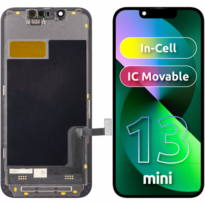 Display cu Touchscreen ZY pentru Apple iPhone 13 mini, cu Rama, Versiune LCD In-Cell IC Movable, Negru