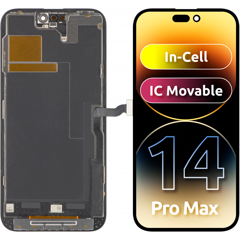 Display cu Touchscreen ZY pentru Apple iPhone 14 Pro Max, cu Rama, Versiune LCD In-Cell IC Movable, Negru