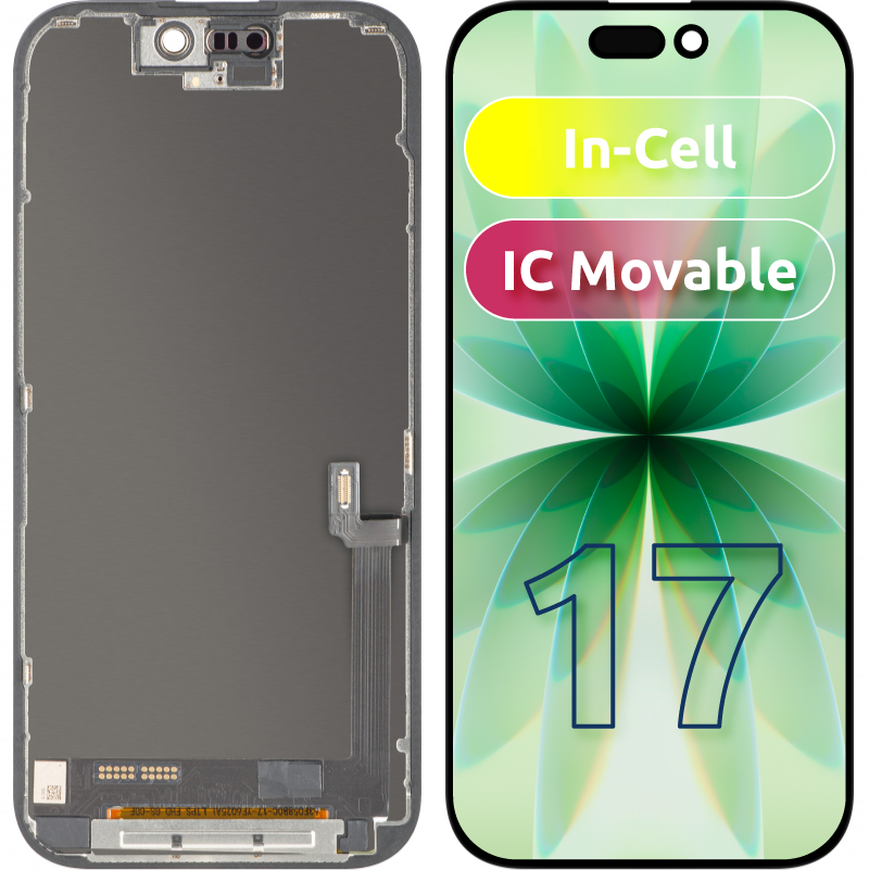 Display cu Touchscreen ZY pentru Apple iPhone 17, cu Rama, Versiune LCD In-Cell IC Movable, Negru