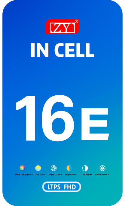 Display cu Touchscreen ZY pentru Apple iPhone 17e / 16e, cu Rama, Versiune LCD In-Cell IC Movable, Negru