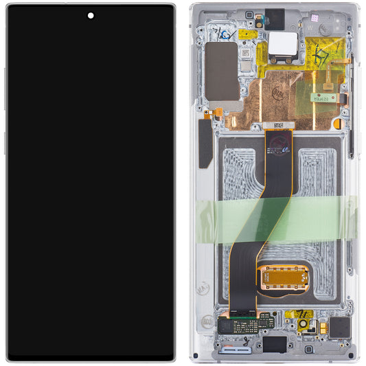 Display cu Touchscreen Samsung Galaxy Note 10+ 5G N976 / Note 10+ N975, cu Rama, Alb, Service Pack GH82-20838B