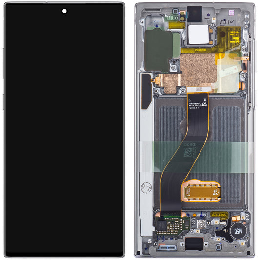 Display cu Touchscreen Samsung Galaxy Note10 N970, cu Rama, Argintiu (Aura White), Service Pack GH82-20818C