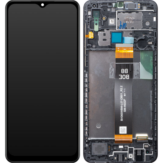 Wyświetlacz dotykowy Samsung Galaxy A02 A022, z ramką, czarny, Service Pack GH82-25249A