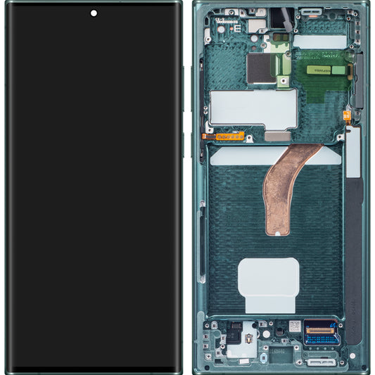 Display cu Touchscreen Samsung Galaxy S22 Ultra 5G S908, cu Rama, Verde, Service Pack GH82-27488D