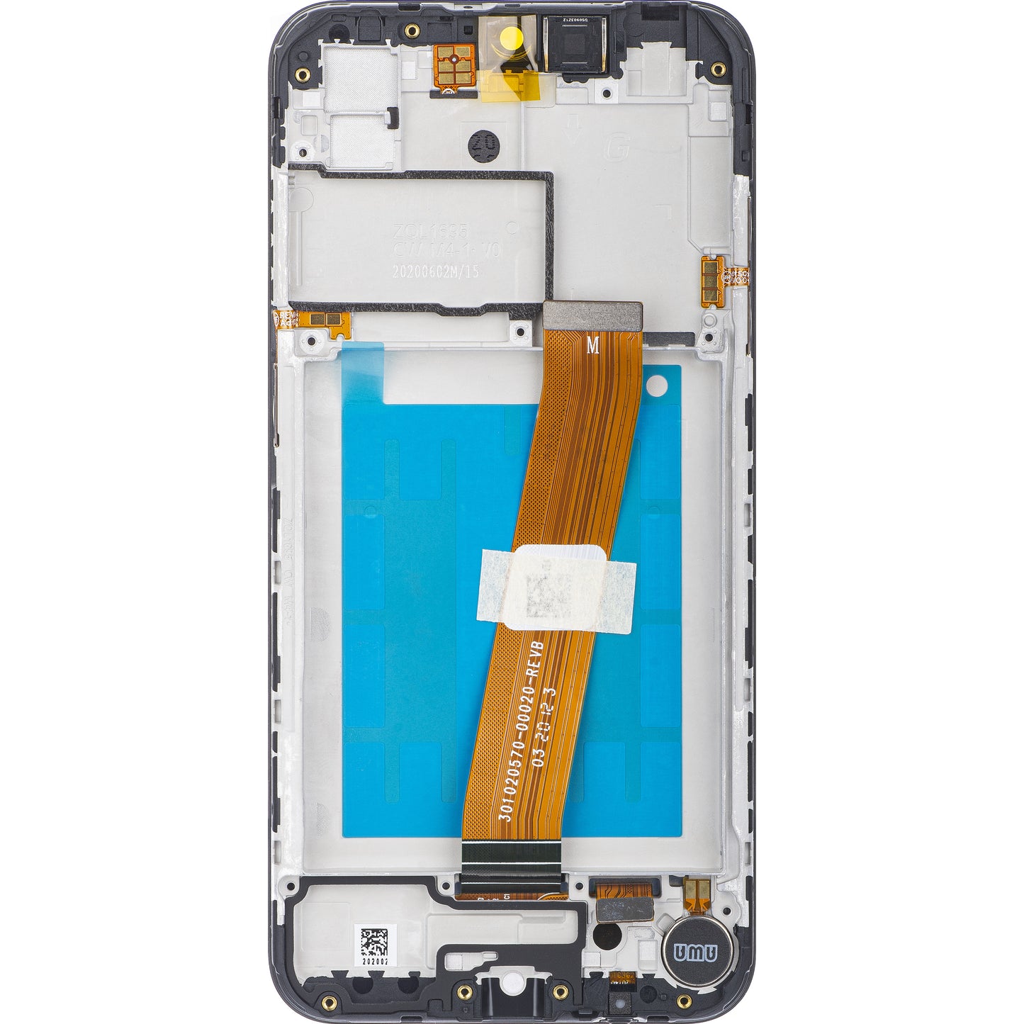 Wyświetlacz dotykowy Samsung Galaxy A01 A015, z ramką, wersja pozaeuropejska, czarny, Service Pack GH81-18597A