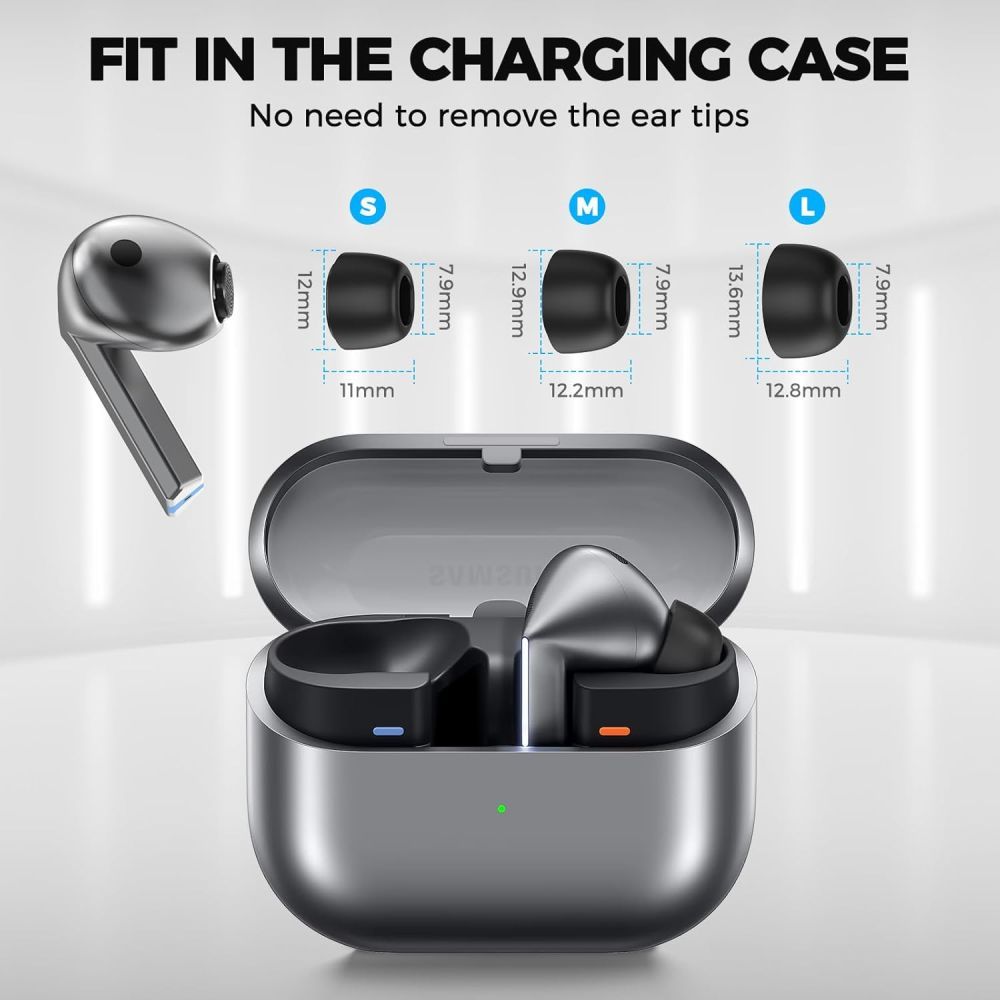 Dopuri Tech-Protect pentru Samsung Galaxy Buds3 Pro, Marime S / M / L, Negre