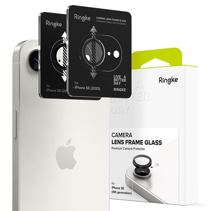 Folie de protectie Camera Spate Ringke pentru Apple iPhone 16e, Sticla Securizata, Set 2 bucati, Neagra