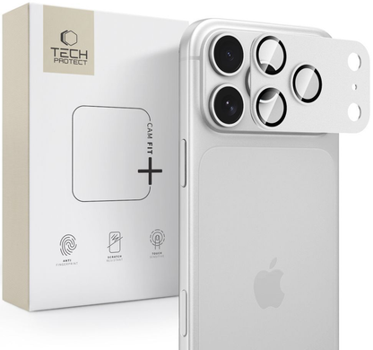 Folie de protectie Camera Spate Tech-Protect CamFull Fit+ pentru Apple iPhone 18 Pro Max, Sticla Securizata, Argintie