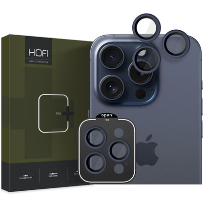 Folie de protectie Camera spate HOFI CamRing PRO+ pentru Apple iPhone 15 Pro Max / 15 Pro, Sticla Securizata, Bleumarin