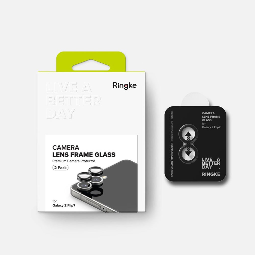 Folie de protectie Camera Spate Ringke pentru Samsung Galaxy Z Flip7 F766, Sticla Securizata, Set 2 bucati, Neagra