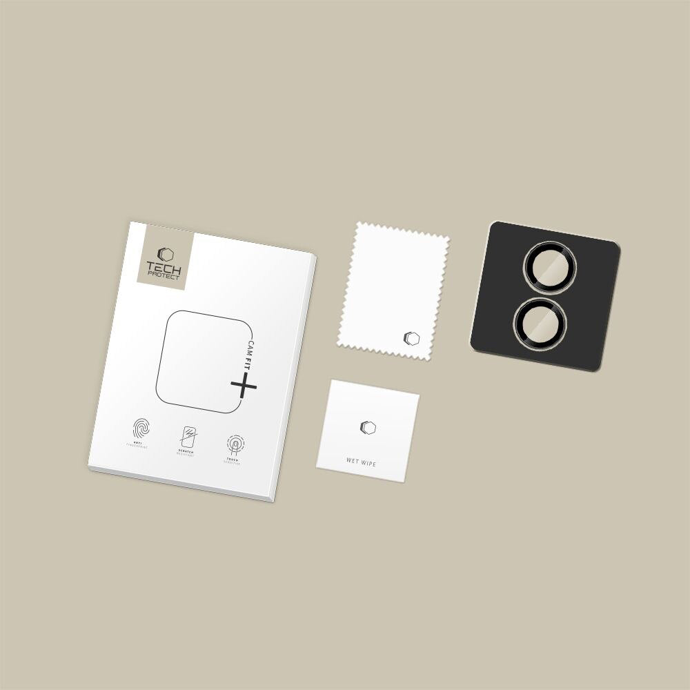 Folie de protectie Camera Spate Tech-Protect CamRing Fit+ pentru Apple iPhone 17, Sticla Securizata, Neagra