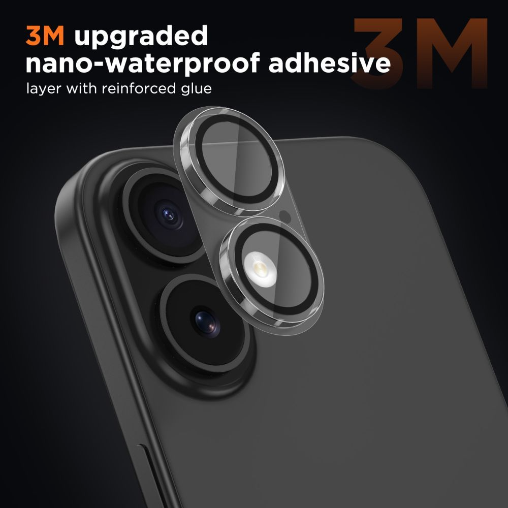 Folie de protectie Camera Spate Tech-Protect CamFull Fit+ pentru Apple iPhone 17, Sticla Securizata, Mata Transparenta