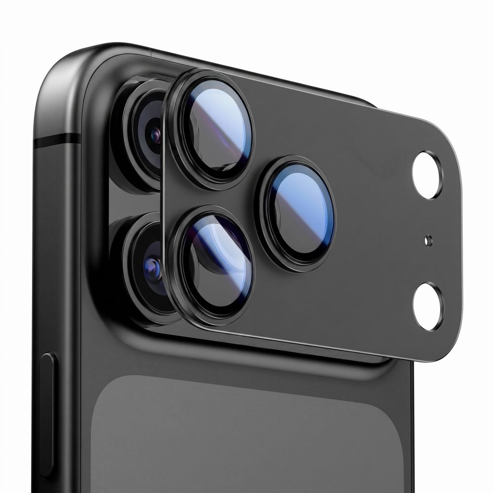 Folie de protectie Camera Spate Tech-Protect CamFull Fit+ pentru Apple iPhone 18 Pro, Sticla Securizata, Neagra