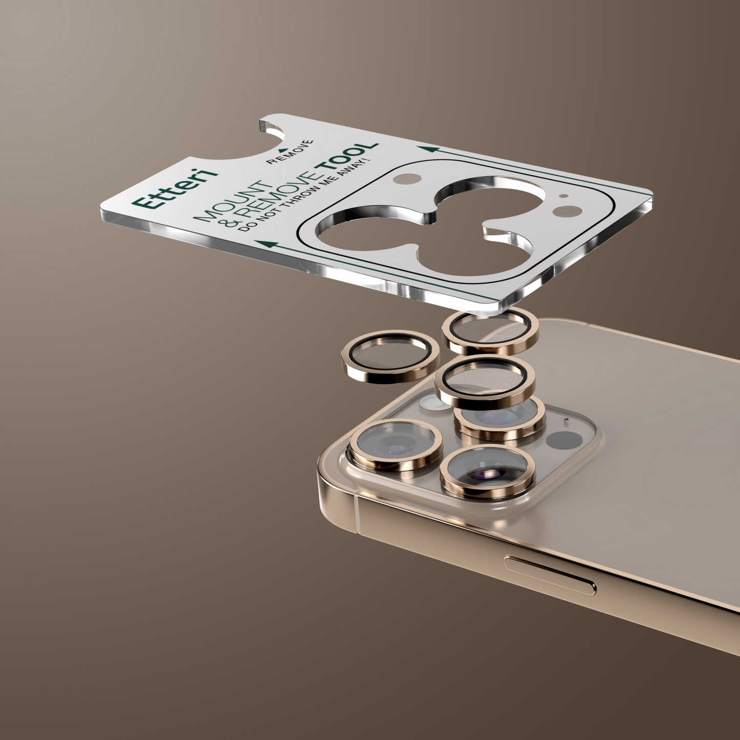 Folie de protectie Camera Spate Etteri pentru Apple iPhone 16 Pro Max / 16 Pro, Sticla Securizata, Bronz
