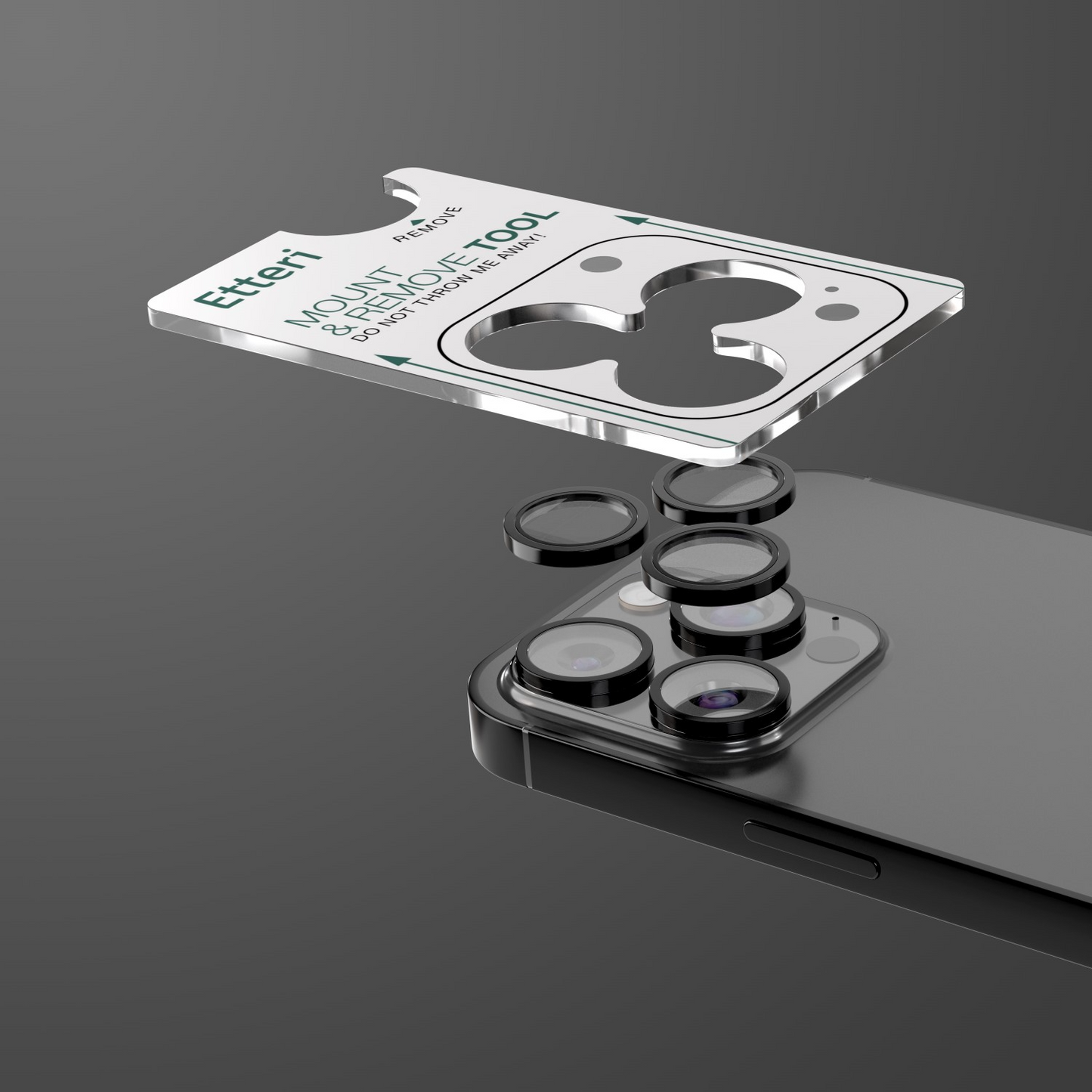 Folie de protectie Camera Spate Etteri pentru Apple iPhone 16 Pro Max / 16 Pro, Sticla Securizata, Neagra