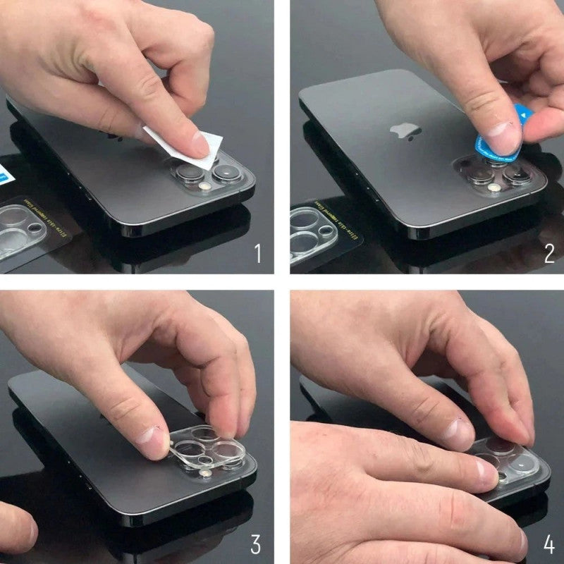 Folie de protectie Camera Spate WZK pentru Apple iPhone 17 Pro, Sticla Securizata, Set 2 bucati, Neagra