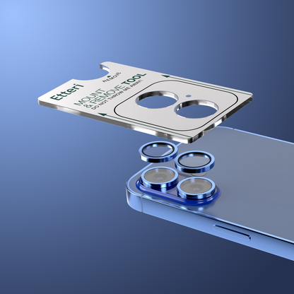 Folie de protectie Camera Spate Etteri pentru Apple iPhone 16 Plus / 16, Sticla Securizata, Albastra