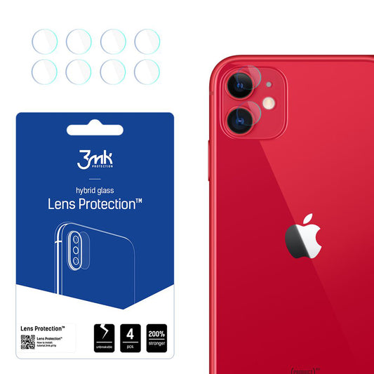 Folie de protectie Camera Spate 3MK Protection pentru Apple iPhone 11, Sticla Flexibila, Set 4 bucati, Transparenta