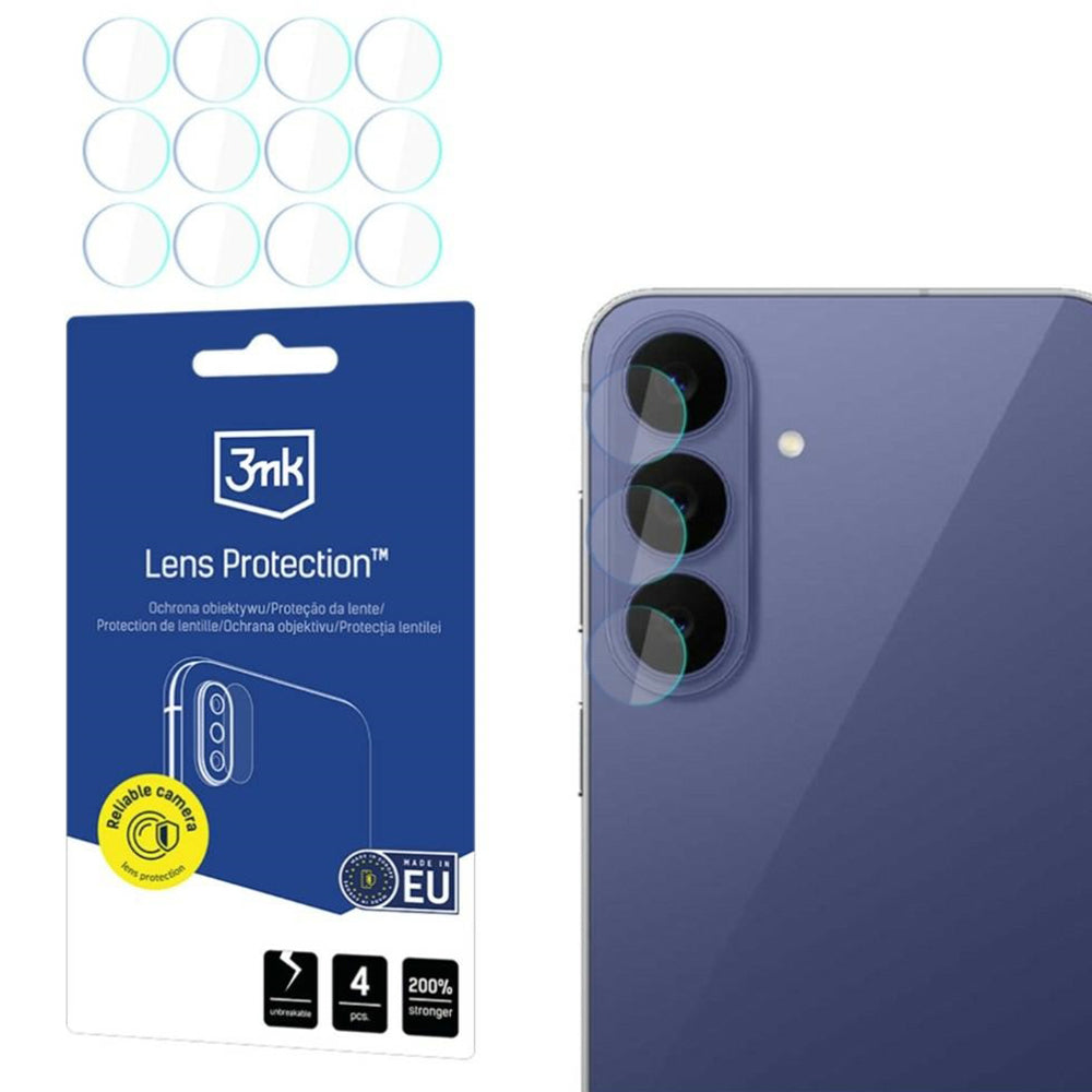 Folie de protectie Camera Spate 3MK Protection pentru Samsung Galaxy S26 FE S741, Sticla Securizata, Set 4 bucati, Transparenta