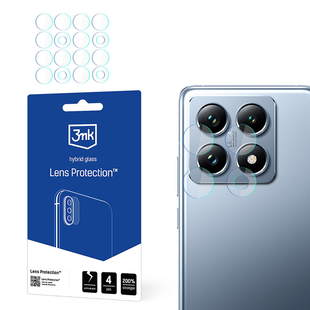 Folie de protectie Camera Spate 3MK Protection pentru Xiaomi 14T Pro / 14T, Sticla Flexibila, Set 4 bucati, Transparenta