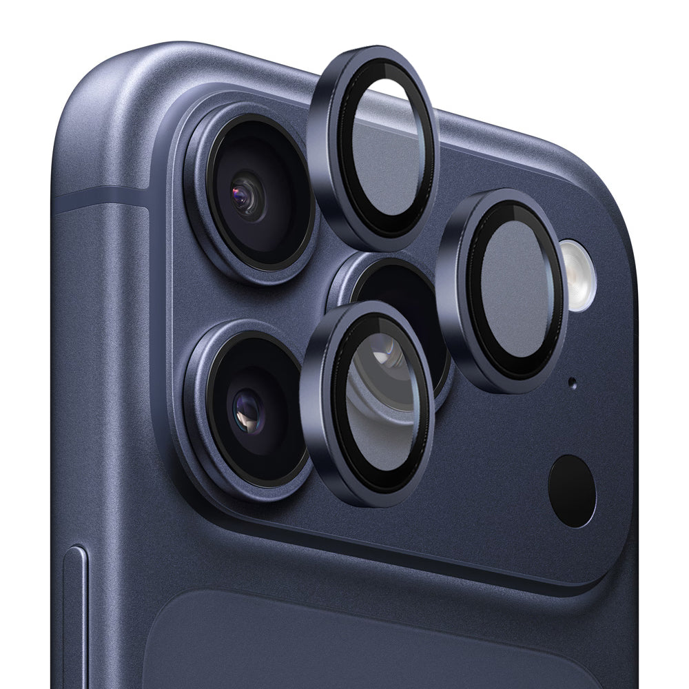 Folie de protectie Camera Spate Blueo 99 Anti-Refective HD pentru Apple iPhone 17 Pro Max / 17 Pro, Sticla Securizata, Albastra Inchis