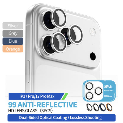 Folie de protectie Camera Spate Blueo 99 Anti-Refective HD pentru Apple iPhone 17 Pro Max / 17 Pro, Sticla Securizata, Portocalie