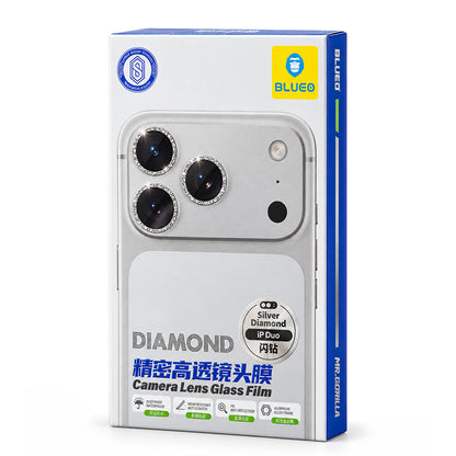 Folie de protectie Camera Spate Blueo Diamond pentru Apple iPhone Duo, Sticla Securizata, Argintie
