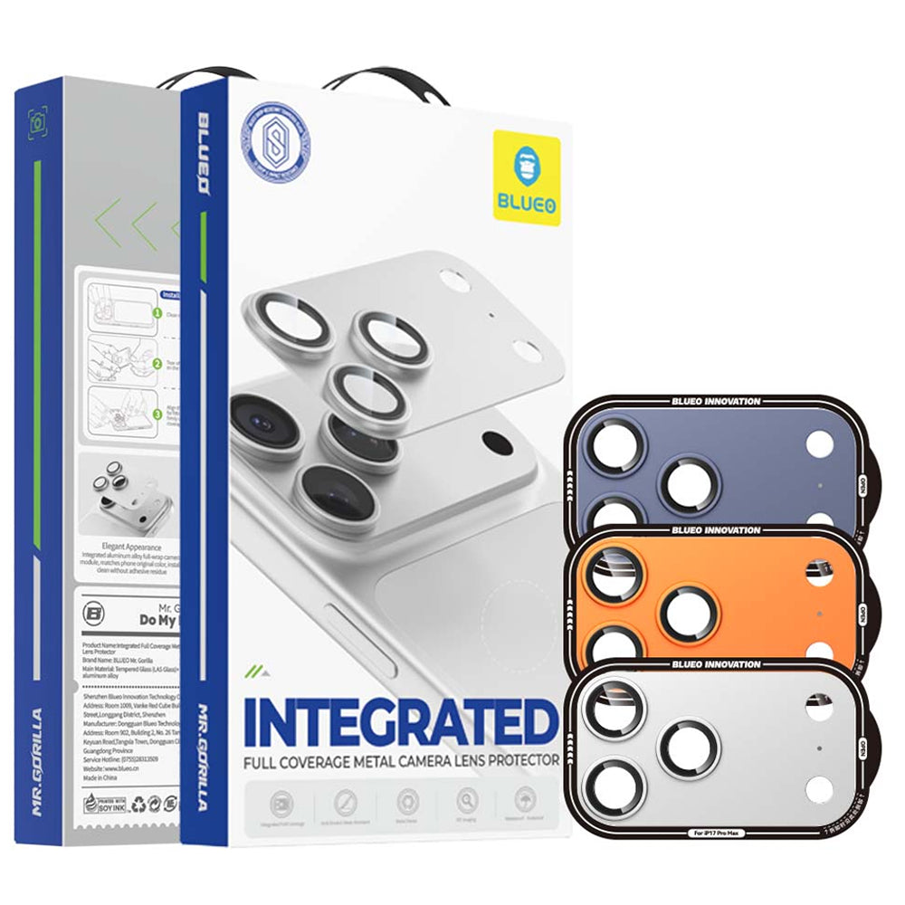 Folie de protectie Camera Spate Blueo Integrated Metal pentru Apple iPhone 17 Pro, Sticla Securizata, Argintie