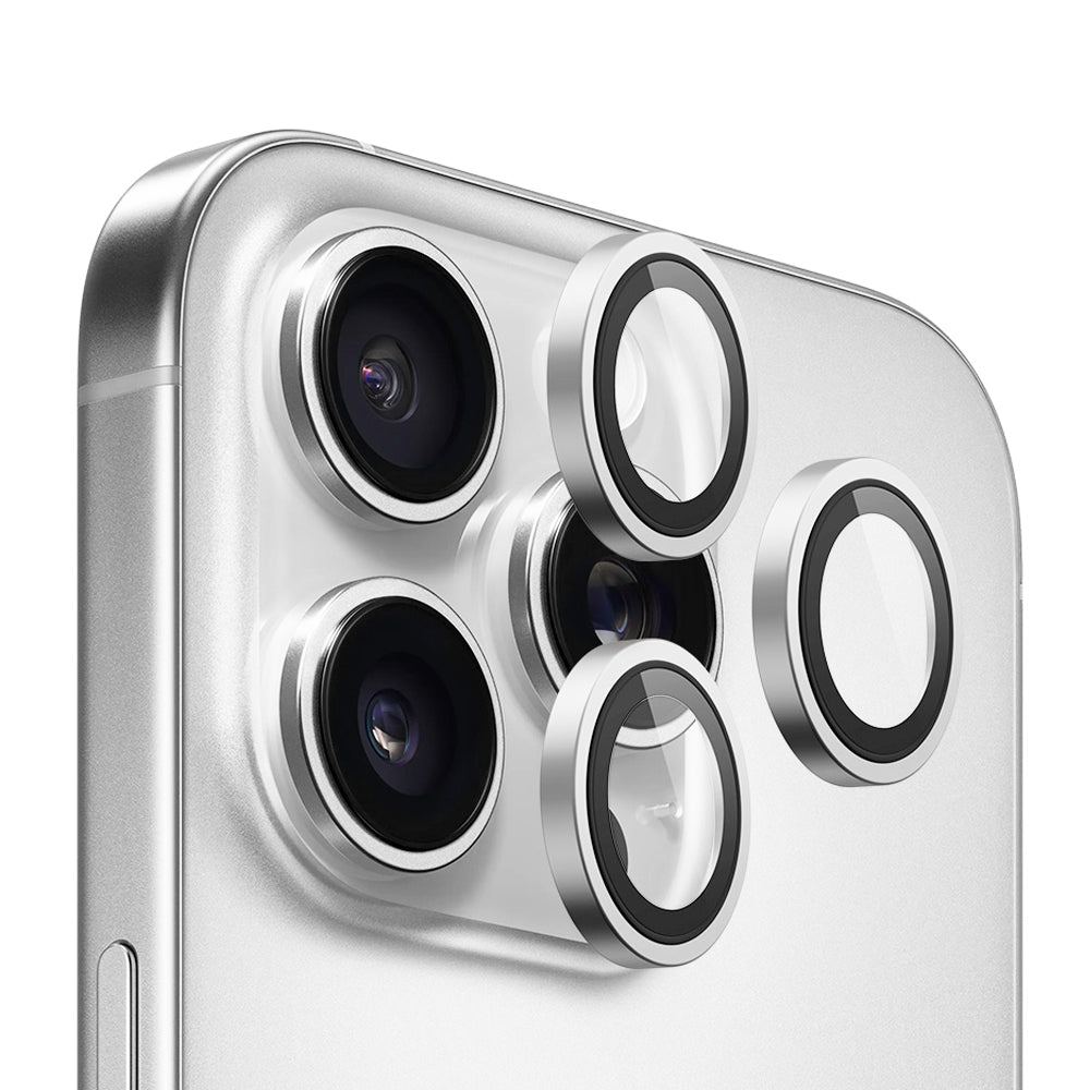 Folie de protectie Camera Spate Blueo Metal Frame pentru Apple iPhone 14 Pro Max / 14 Pro, Sticla Securizata, Argintie