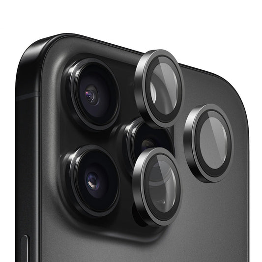 Folie de protectie Camera Spate Blueo Metal Frame pentru Apple iPhone 14 Pro Max / 14 Pro, Sticla Securizata, Neagra