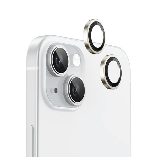 Folie de protectie Camera Spate Blueo Metal Frame pentru Apple iPhone 15 Plus / 15, Sticla Securizata, Galbena