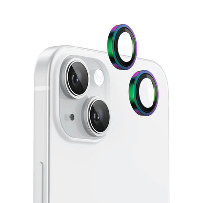 Folie de protectie Camera Spate Blueo Metal Frame pentru Apple iPhone 15 Plus / 15, Sticla Securizata, Multicolor